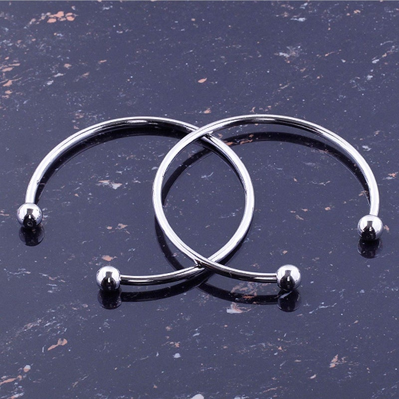 RUBYCA 10pcs Silver Tone Bangle Bracelet Screw End Ball Cuff Charm Beads DIY Jewelry Making - Image 4